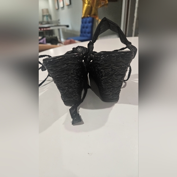 STUART WEITZMAN Vintage Black Espadrilles lace up Heel Wedges. Size 7 - Picture 15 of 16